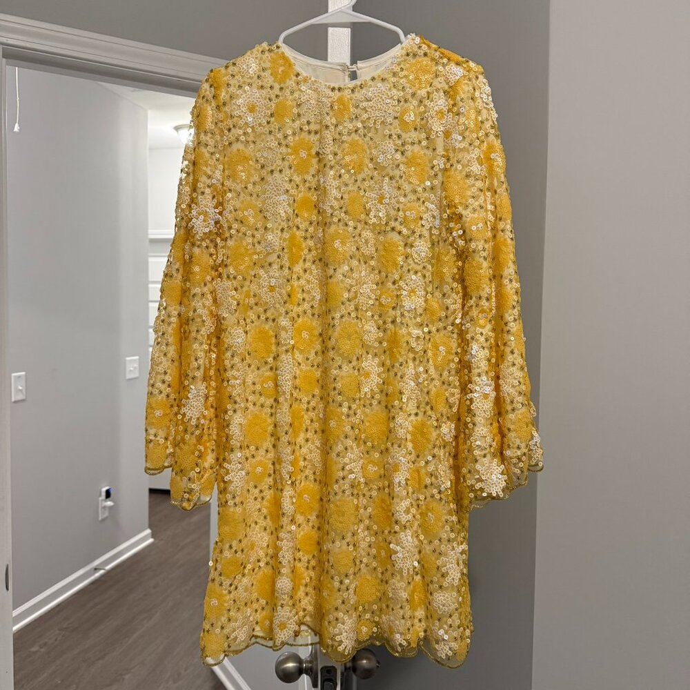 Mestiza Yellow Sequin Swing Dress | EUC | Size M
